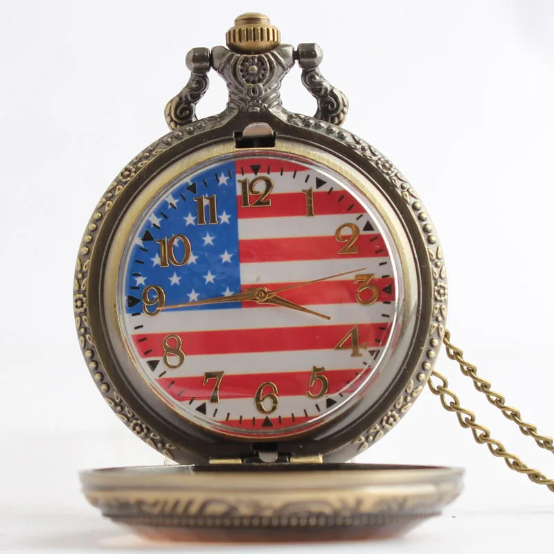 Bronze-Fashion-Classic-USA-American-Flag-Quartz-Pocket-Watch-Analog-Pendant-Necklace-Chain-Mens-Womens-Gifts