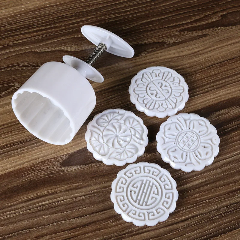 4 стиля штампов цветок луна торт плесень белый набор Mooncake Декор формочка печенья