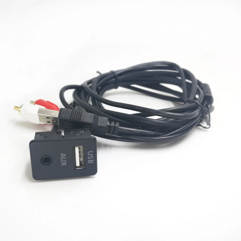 Универсальный автомобильный адаптер для зарядки Biurlink 100 см AUX USB/2RCA с usb панелью