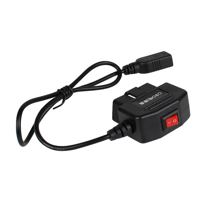 24h Output 5V 3A USB Ports Car OBD Cigarette Adapter Lighter power box with switch and 1m line For Moble phone Charging