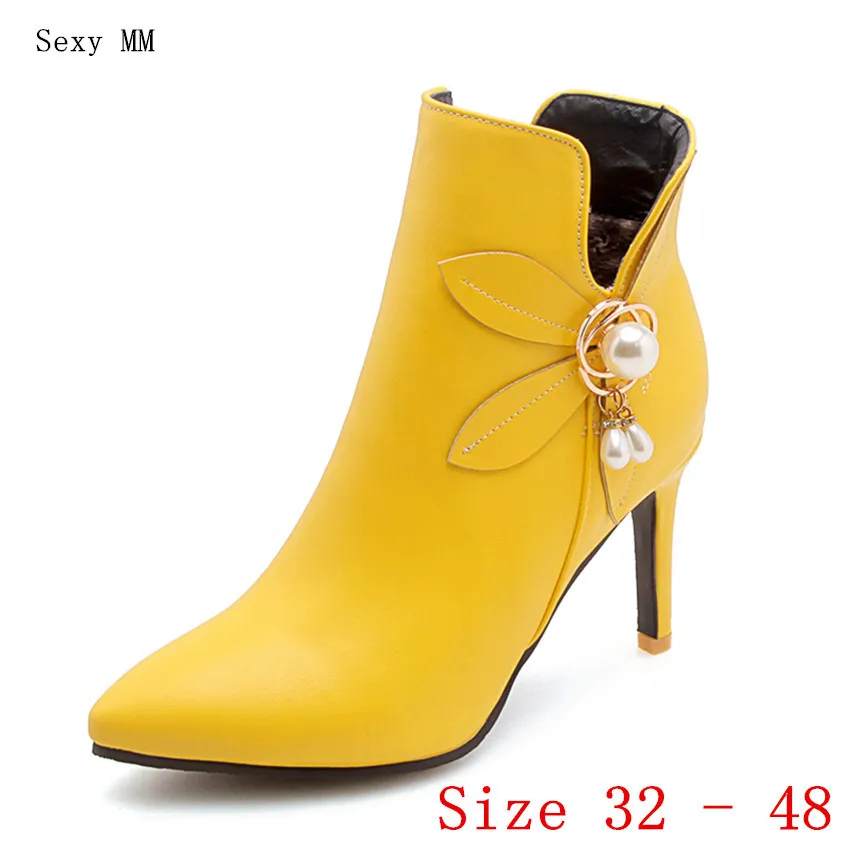 

Spring Autumn High Heels Women Ankle Boots Woman Short Boots High Heel Shoes Small Plus Size 32 33 -40 41 42 43 44 45 46 47 48