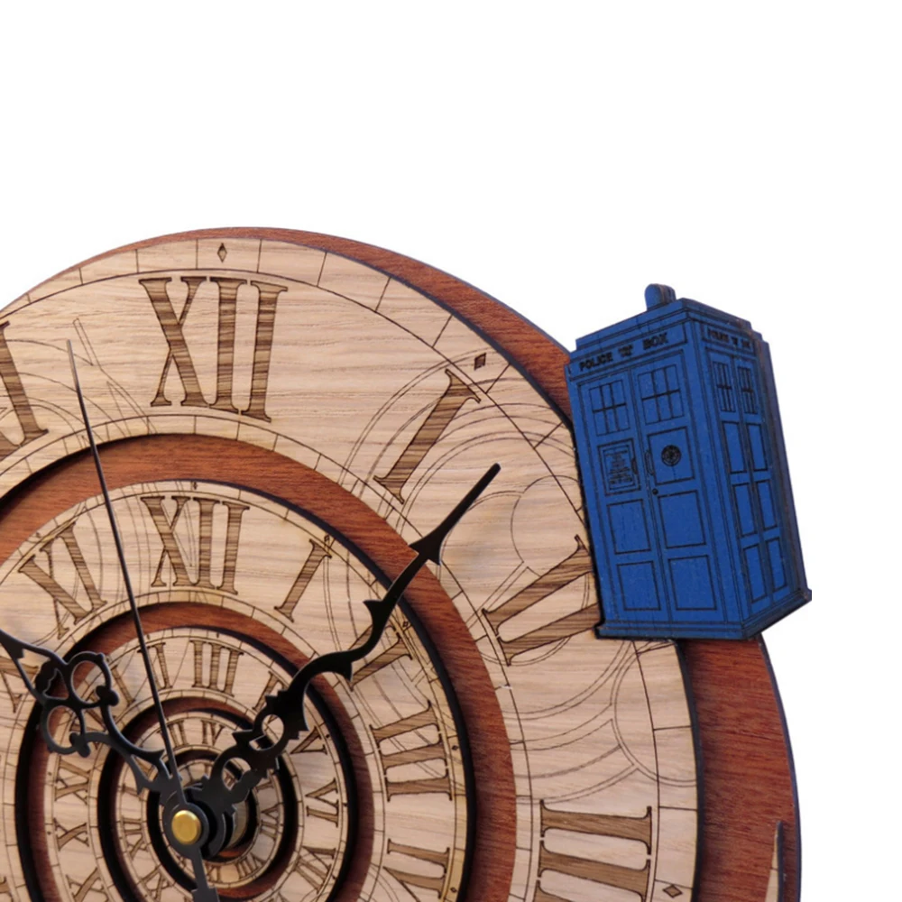 Домашний декор лучшие настенные часы 3D 12 дюймов деревянные TARDIS художественные