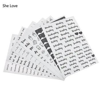 

Chzimade 8Pcs/lot Kawaii Basic Week Date Calendar Plan Number Planner Stickers Diy Cartoon Scrapbooking Decorative Stickers