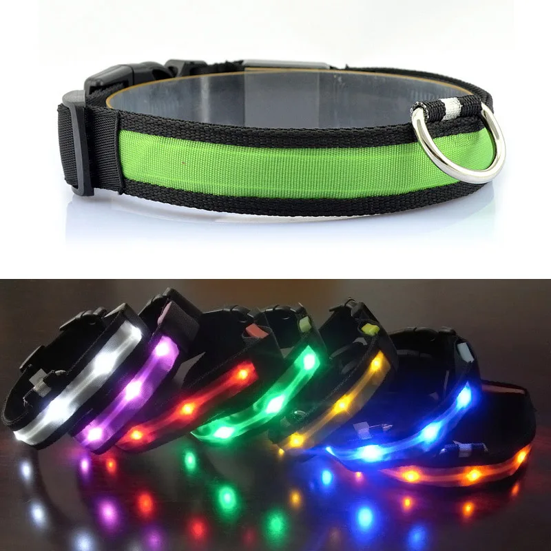 Puppy Necklace Pet Supplies LED Dog Cat Collar Nylon Night Safety Glow Flashing Light Up Dogs
