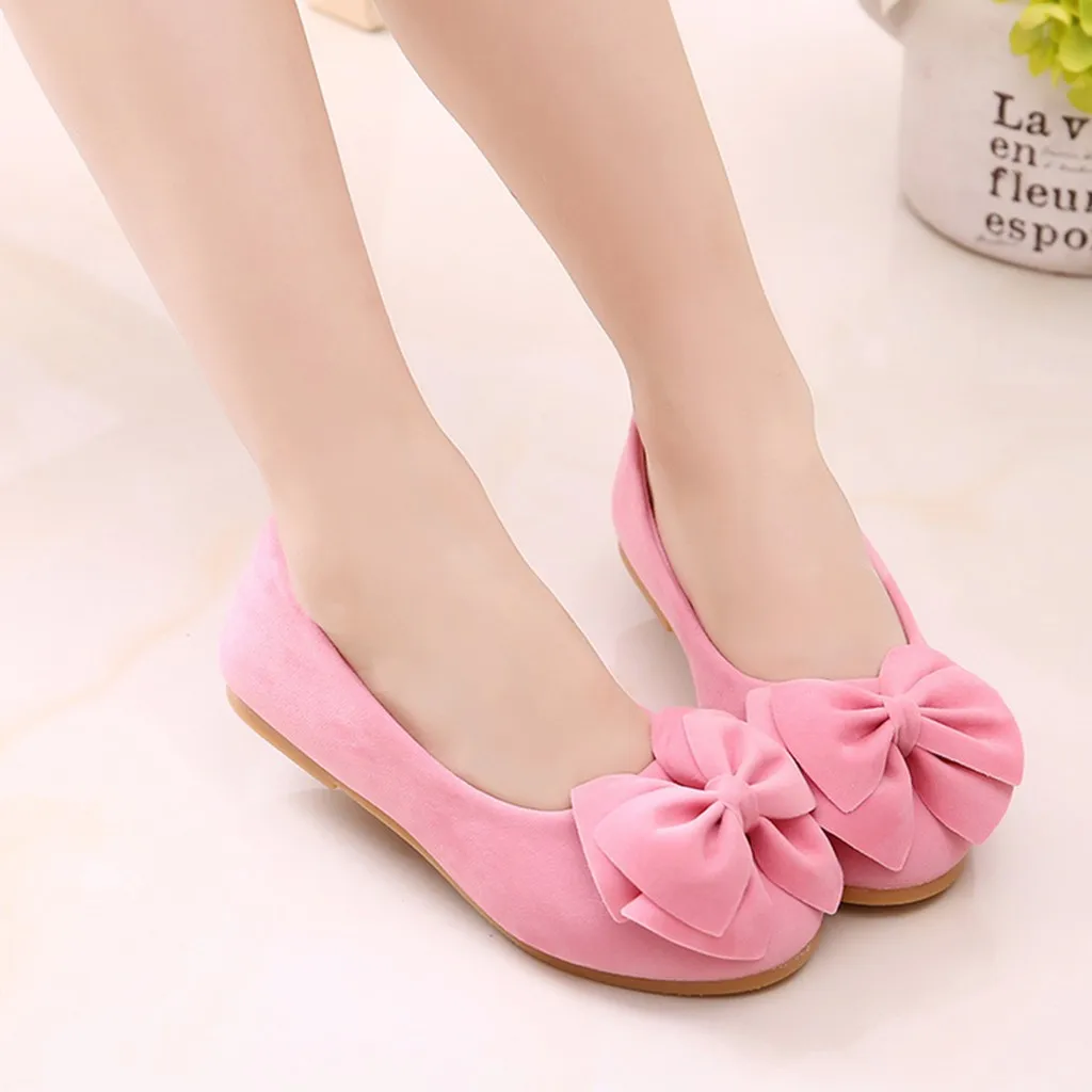 

Children Kids Baby Girls shoes Solid Bowknot Student Single Soft Dance shoes wedding party Princess Shoes #XTN