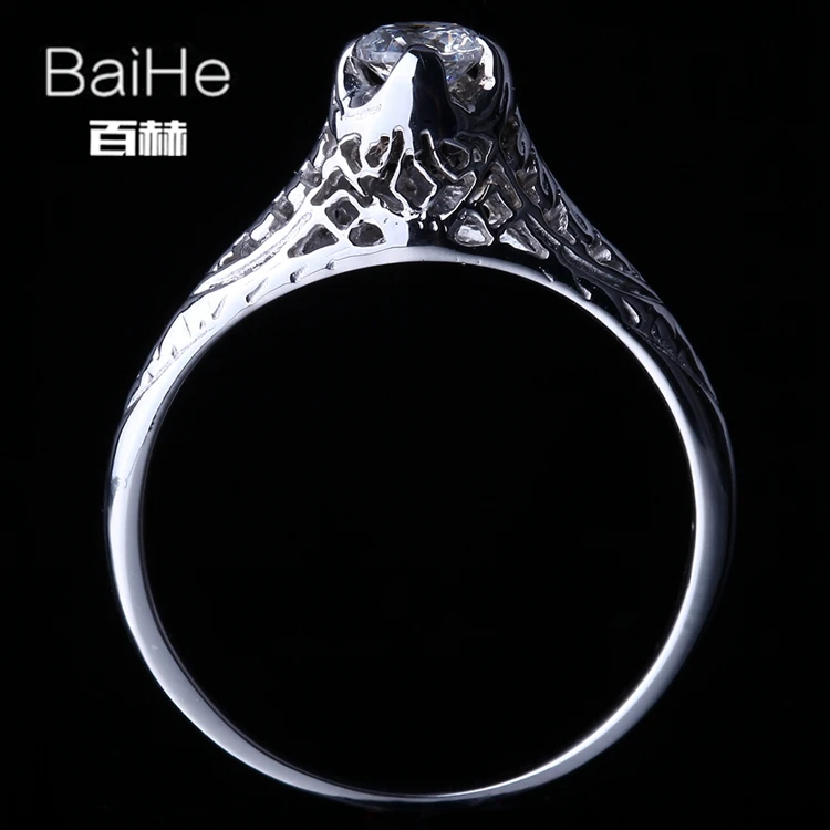 BAIHE Solid 10 K белое золото 0.5ct Сертифицированный безупречный натуральный AAA Градуированный кубический цирконий; для помолвки женские модные кольца