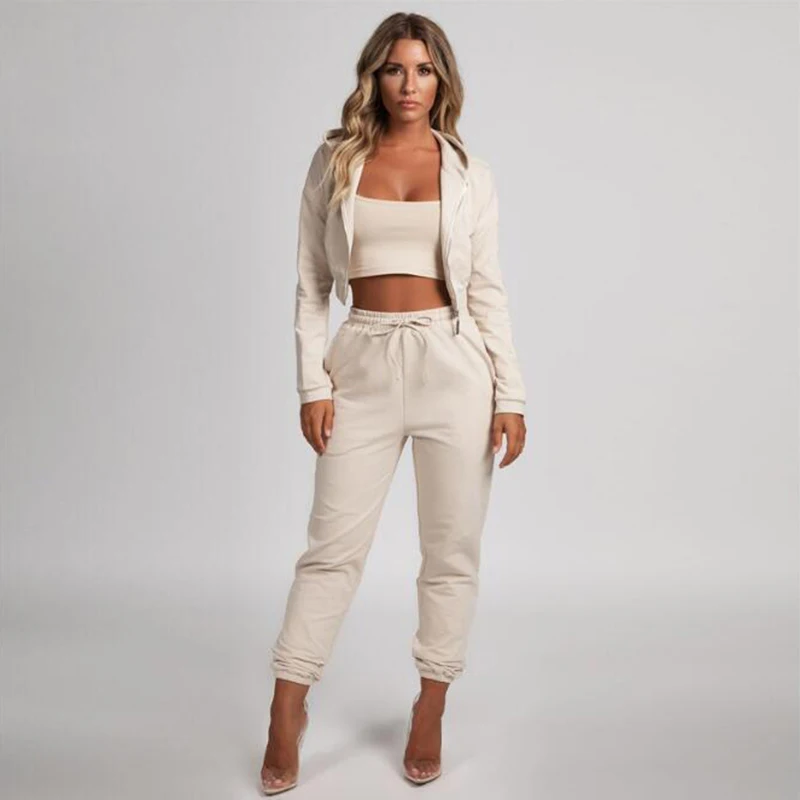 

New Spring Autumn 2019 Women 2 Pieces Set Sweatshirt Elastic Waist Pants Women Tracksuits Hoodies Cropped Tops Two Piece Outfits
