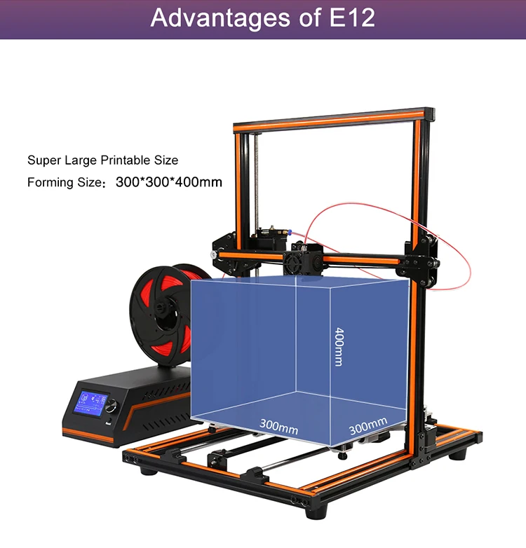 Анет E12 3D-принтеры DIY Kit частично собран Алюминий Frame большой строительный Размеры объем 300*300*400 мм 3D-принтеры с карты памяти