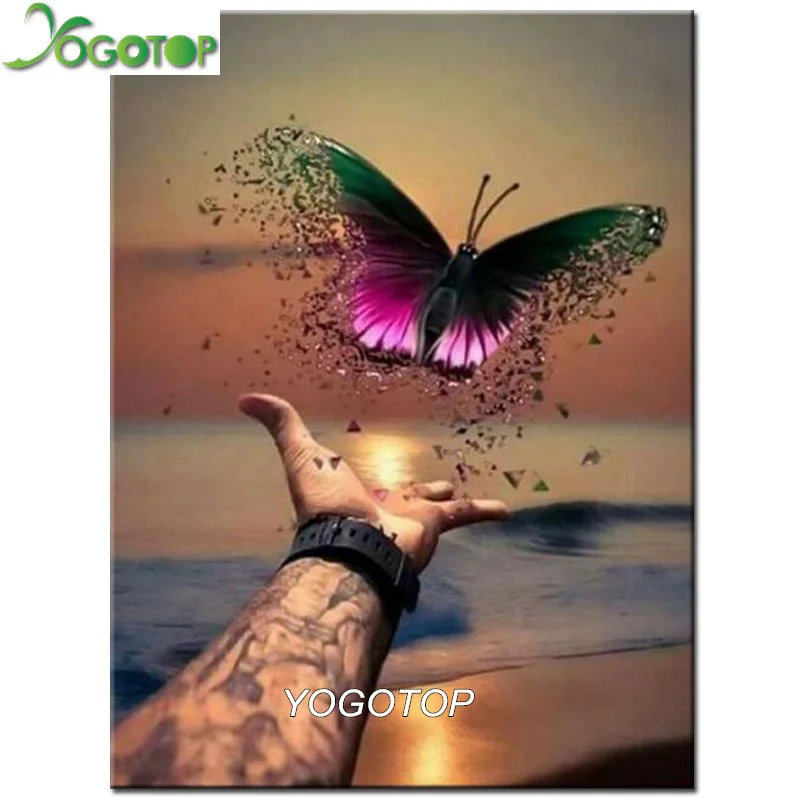 

YOGOTOP DIY Diamond Painting Hand butterfly Full Square/Round Diamond Embroidery Rhinestone Cross Stitch Mosaic Home Decor YY542