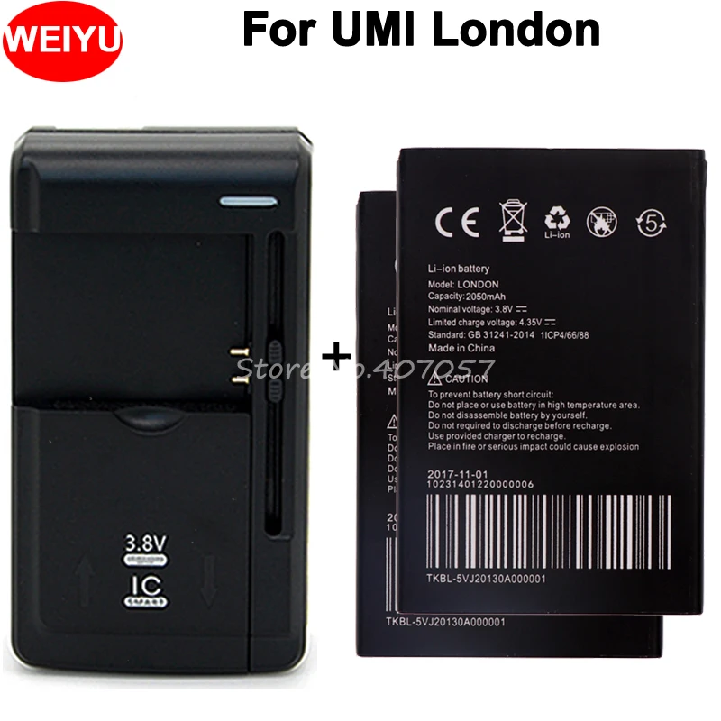 2 шт. для UMI London Batterie 2050mAh аккумуляторная батарея AKKU + универсальное зарядное