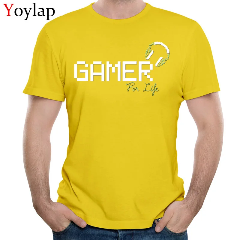  Summer T-Shirt Newest Crew Neck Gamer For Life 100% Cotton Men Tops Shirt Personalized Short Sleeve Tee-Shirts yellow