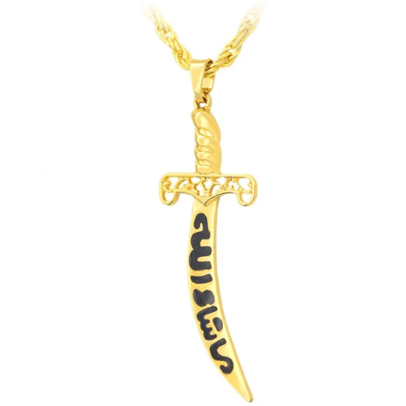 

Middle East Islam Sword Necklaces & Pendants For Women Arabic hip hop Chain Statement Necklace Women Accessories Jewelry 2019