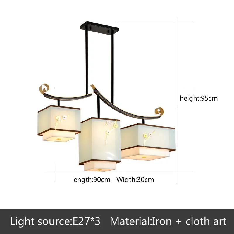 Новая Люстра в китайском стиле прямоугольная Ретро столовая с тремя головками в китайском стиле Простая Современная бар лампы для кабинета столовая li
