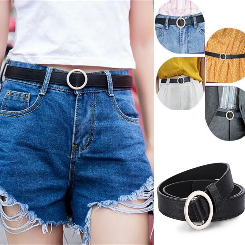 Women&#39;s Belt Silver Buckle Waist Belts Ladies Women&#39;s Dress Jeans Skinny Leather Strap Kids Belt ...