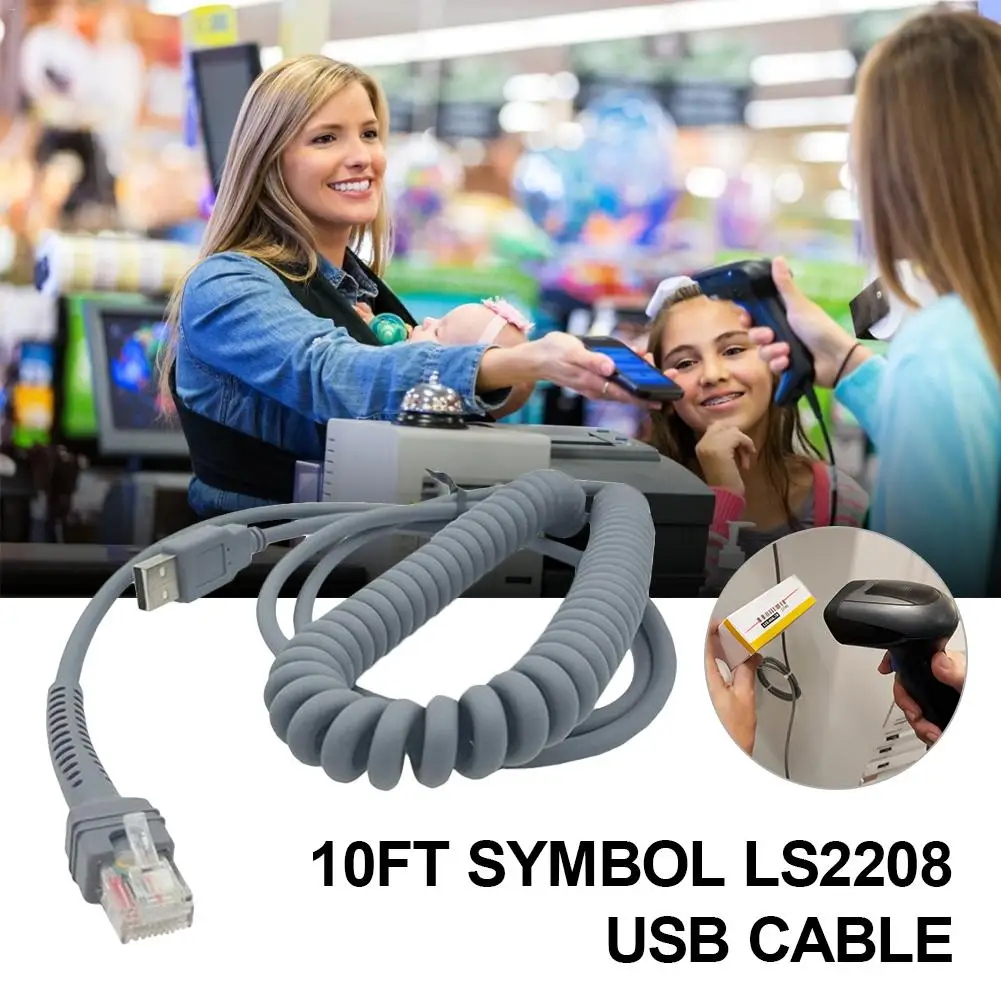 Сканер штрих-кода змеевидная спираль Удлинительный USB к RJ45 кабель usb-cканер штрихкода кабель для Ls2208ap Ls1203 Ls4208 Ls4278 Ds6707 Ds6708 Новый