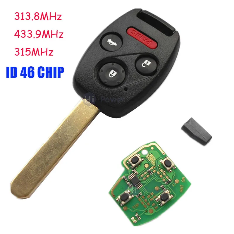 N5F-S0084A ID46//PCF7961 Chip 313.8Mhz Replacement For 2006 2007 2008 2009 2010 2011 Honda Civic EX Si Keyless Entry Key Remote 4 BUTTON FCCID
