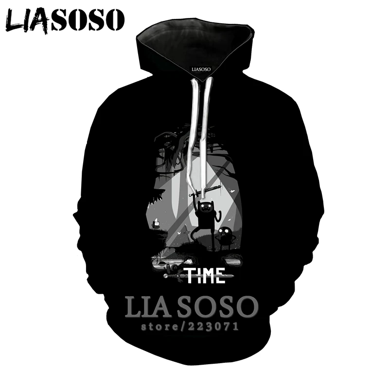 LIASOSO Зима Новая мода для мужчин и женщин Толстовка 3D принт мультфильм аниме время приключений толстовка с длинными рукавами Топ пуловер A191-15 - Цвет: 7