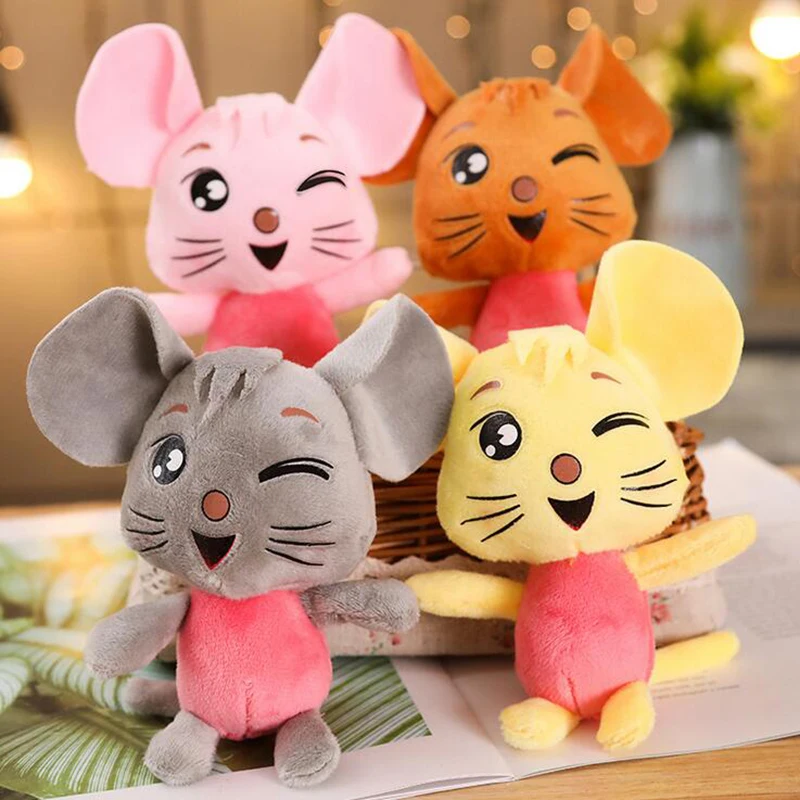 

11CM Cute Simulation Plush Mouse Toys Kids Dolls 4Colors Stuffed Pet Soft Anime Decor Keychain Collection Toys For Children Kids