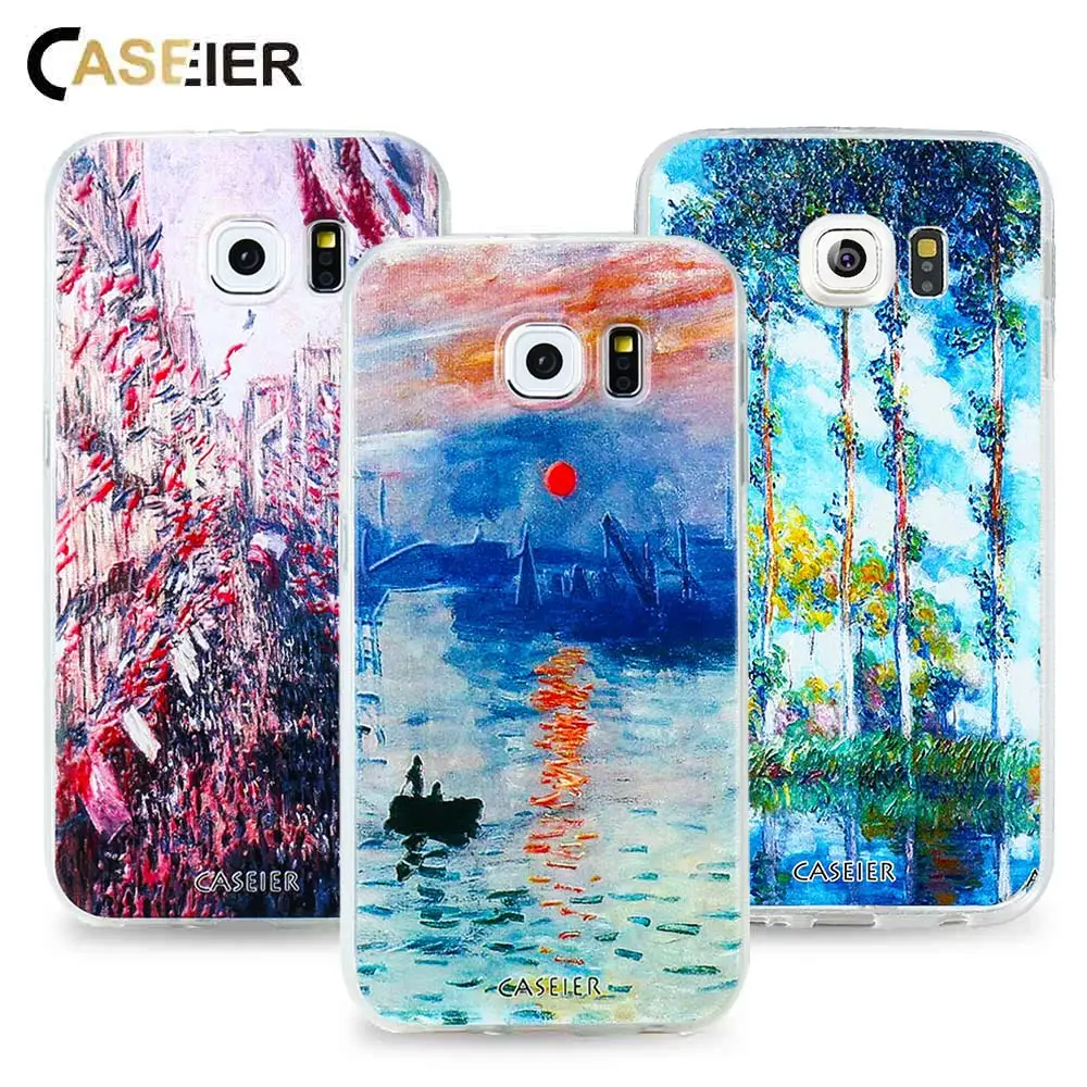 

CASEIER Phone Case For iPhone 7 6 6s Plus 5 SE Soft TPU Ultra-thin Monet Print Cover For Samsung S6 S7 Edge Silicone Phone Shell