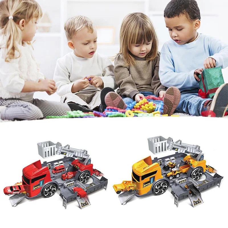  Kids Puzzle Toys Deformation Fire Engineering Vehicle Storage Parking Lot Parent-Child Interaction 