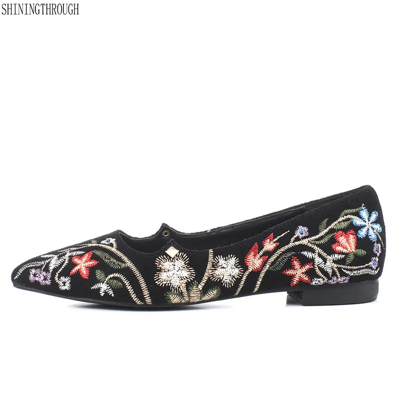 

Vintage Embroidered Women Flats Flower Slip On Cotton Fabric Linen Comfortable Old Peking Ballerina Flat Shoes Sapato Feminino