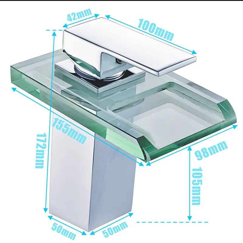 Светодиодный стеклянный кран для раковины с изменением цвета, кран для ванной и ванны, смеситель для раковины, кран с одной ручкой для кухни, кран для воды с хромированной отделкой