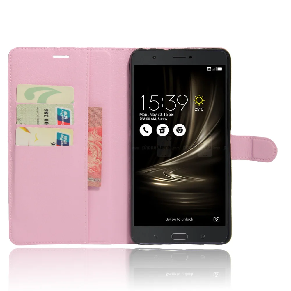 

Luxury Litchi Texture Phone Case for Asus Zenfone 3 Ultra ZU680KL Flip Leather Cover Case 6.8 Inch Wallet Style Phone Cover
