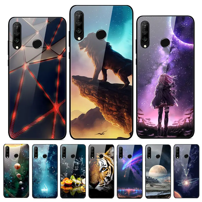Чехол для Huawei P30 Lite чехол P30Lite с глянцевым стеклом рамка из ТПУ Жесткий Nova 4E P 30 |