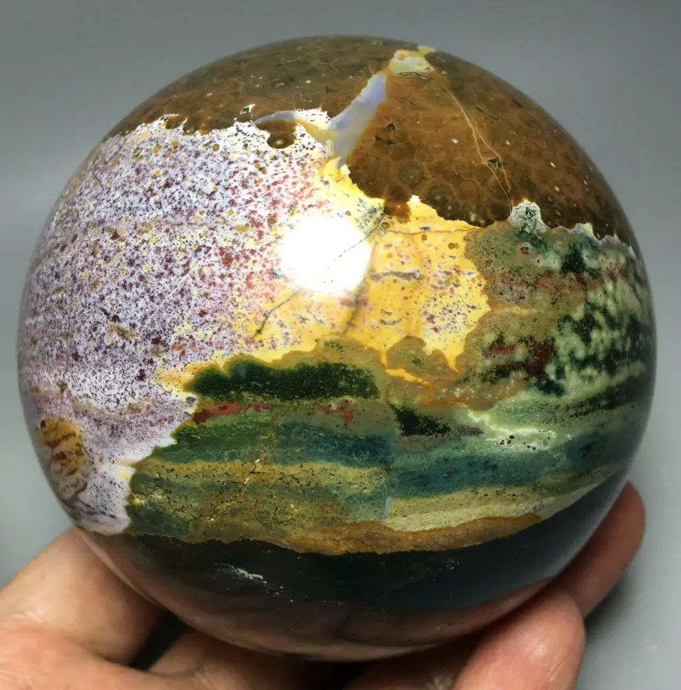 

1161g NATURAL OCEAN JASPER QUARTZ CRYSTAL BALL HEALING graduation gifts