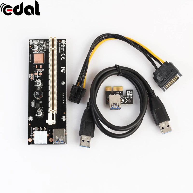 

60cm PCI-E extender PCI Express Riser Card 1x to 16x USB 3.0 SATA to 4Pin IDE Molex Power for BTC Miner Machine New