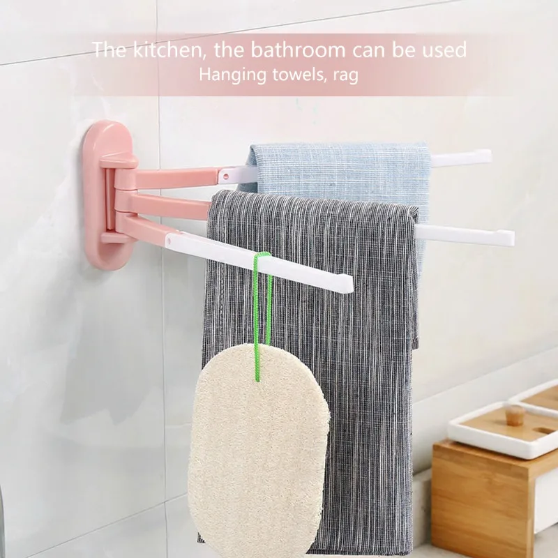 

3 Separate Swivel Bathroom Towel Holder Kitchen Towel Rail Hanger Rotary Shelf Clothes Rotate Towel Hat Rack Door Backside bags