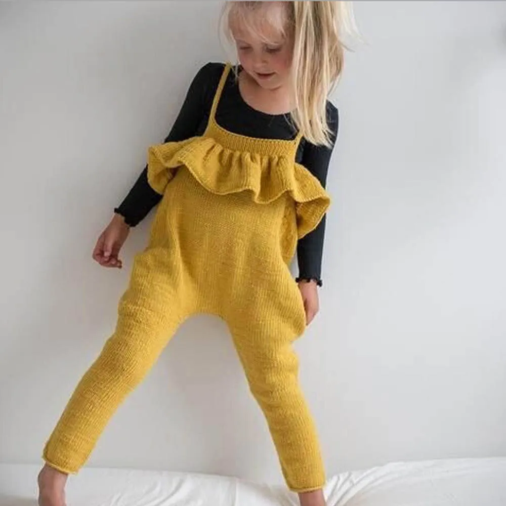 2018 Toddler Kids Baby Girls Clothes Knitted Straps Rompers Jumpsuits