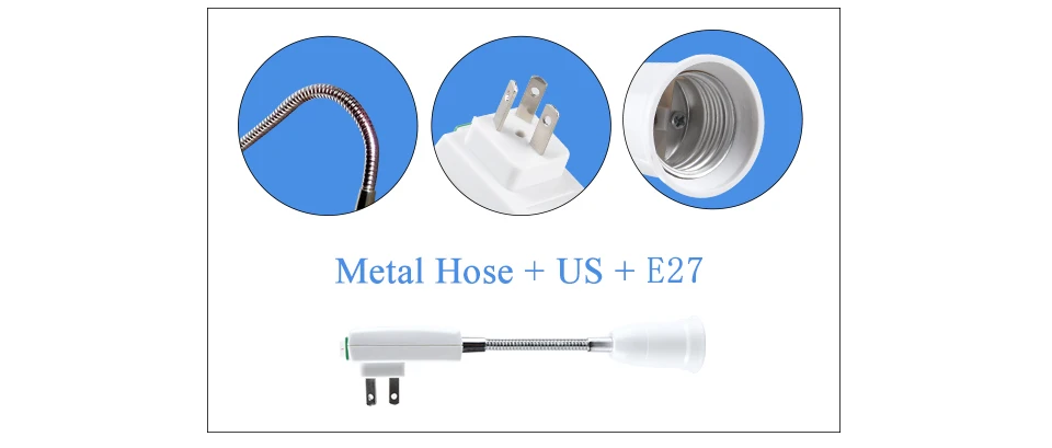 E27 основание светильника держатель Гибкий удлинитель конвертер с включения/выключения винт переключения светильник в розетку адаптер EU/US/UK штекер 20 см 30 см 50 см, 60 см