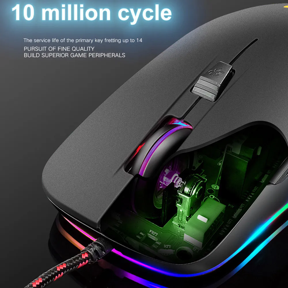 V6 проводной RGB светодиодный с подсветкой 4000 dpi оптическая Usb эргономичная игровая мышь ПК ноутбук