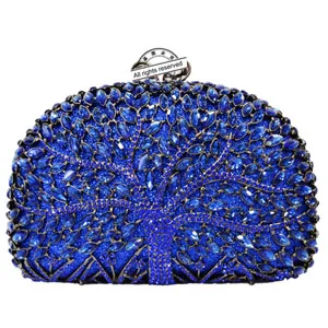 LaiSC Подарочная коробка, клатч с деревом, Роскошная вечерняя сумочка, клатчи на день для свадьбы, женская сумка со стразами, брендовая сумка для вечеринок SC191 - Цвет: Blue evening bags