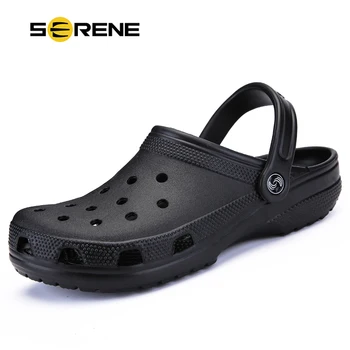 

SERENE Brand Big Size 39-46 Croc Men Black Garden Casual Aqua Clogs Hot Male Band Sandalias Summer Slides Beach Swimming Shoes