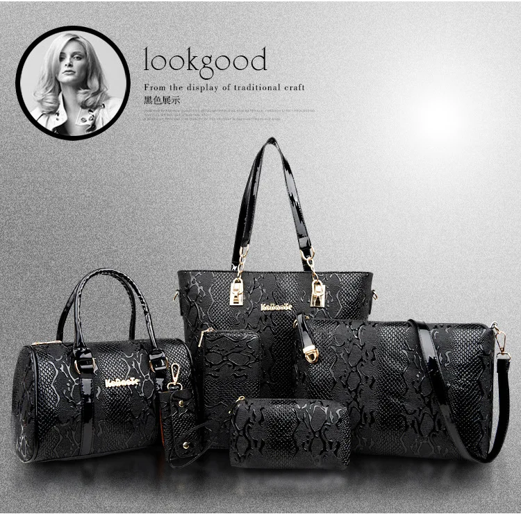 6 Piceces набор роскошных сумок, женские сумки, дизайнерские сумки с верхней ручкой, Набор сумок на плечо, кожаные ручки для сумок