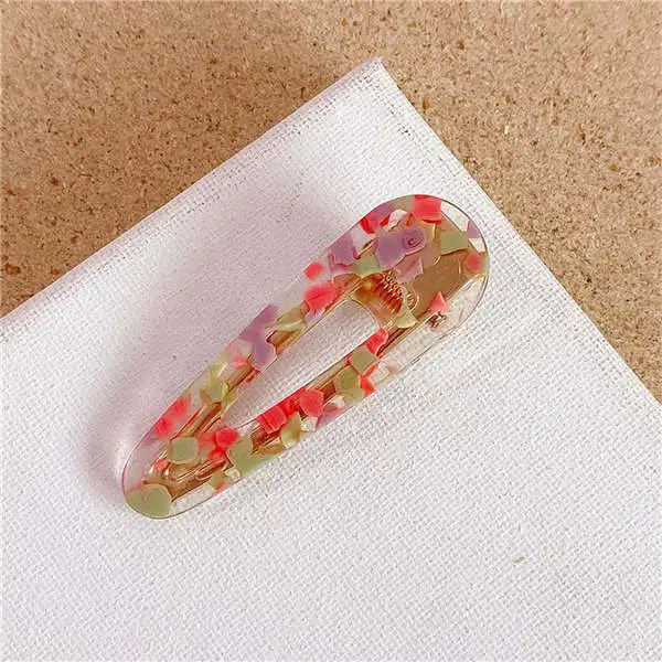 New Hot Women Colorful Acrylic Hollow Waterdrop Rectangle Hair Clips Girls Acetate Hairpins Barrettes Hair Styling Accessories - Цвет: 9