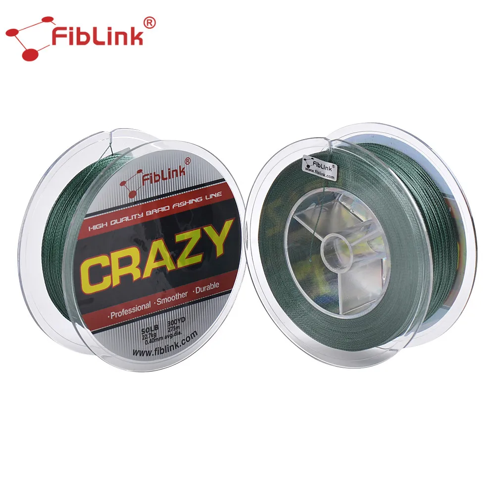 Рыболовная леска Fiblink Green 274 м 300 ярдов плетеная из ПЭ волокна 4 нити 10 фунтов 15 20 30