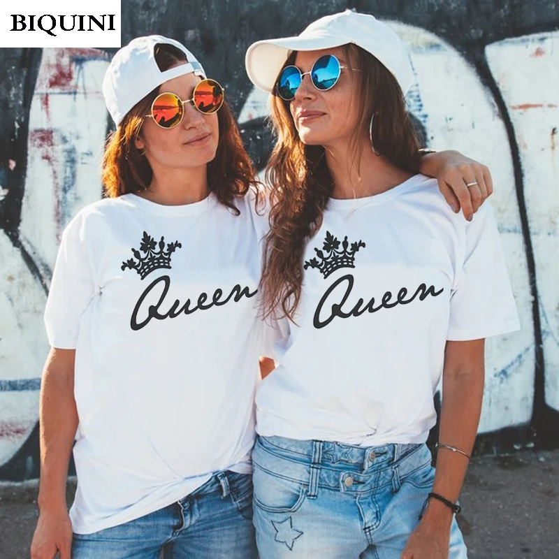 

BFF T-shirts for Women Harajuku Best Friends T Shirt White Cotton Paired T-shirts Tumblr T Shirt Cotton Vogue Woman Tshirt Top