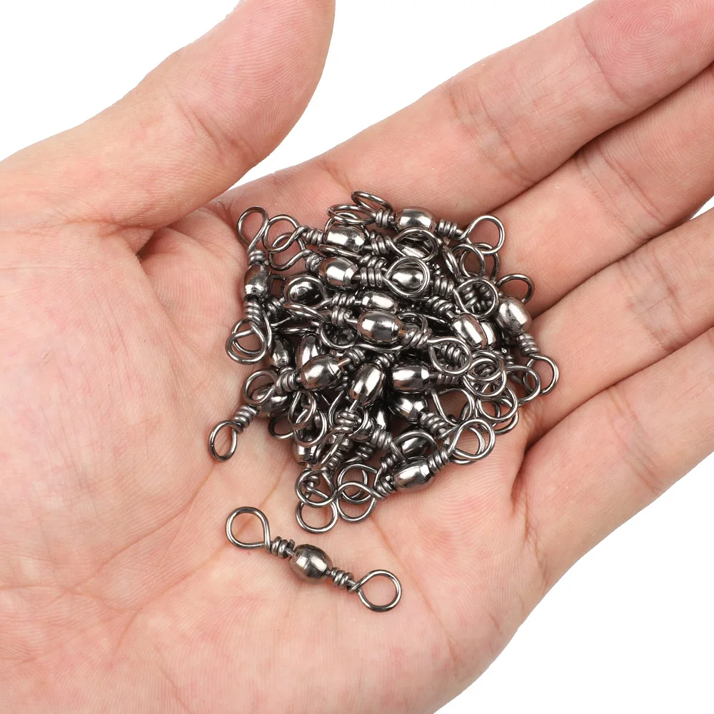 DONQL 50100pcs Fishing Swivel Barrel Rolling Connector 1#-14# Fishing Hooks Bearing Swivel Connector Fishing Accessories        (7)