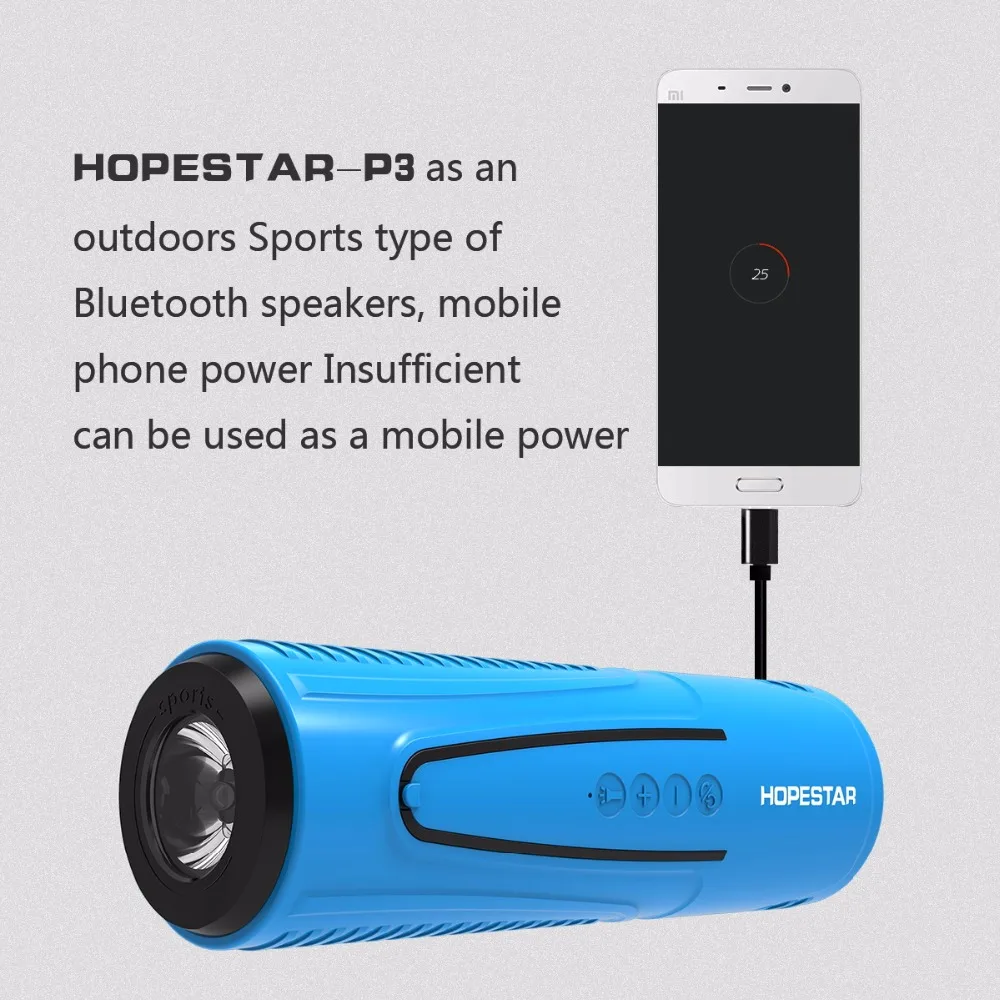 HOPESTAR P3 Bluetooth динамик беспроводной сабвуфер велосипед водонепроницаемый стерео Поддержка TF AUX FM с power bank фонарик для использования вне помещения