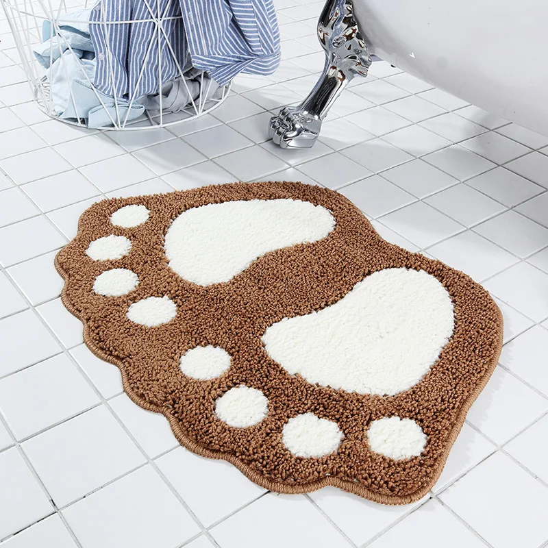 Bathroom Mat Microfiber Non-slip Foot Print Bath Carpet Toilet Rug Mini Pad Tool