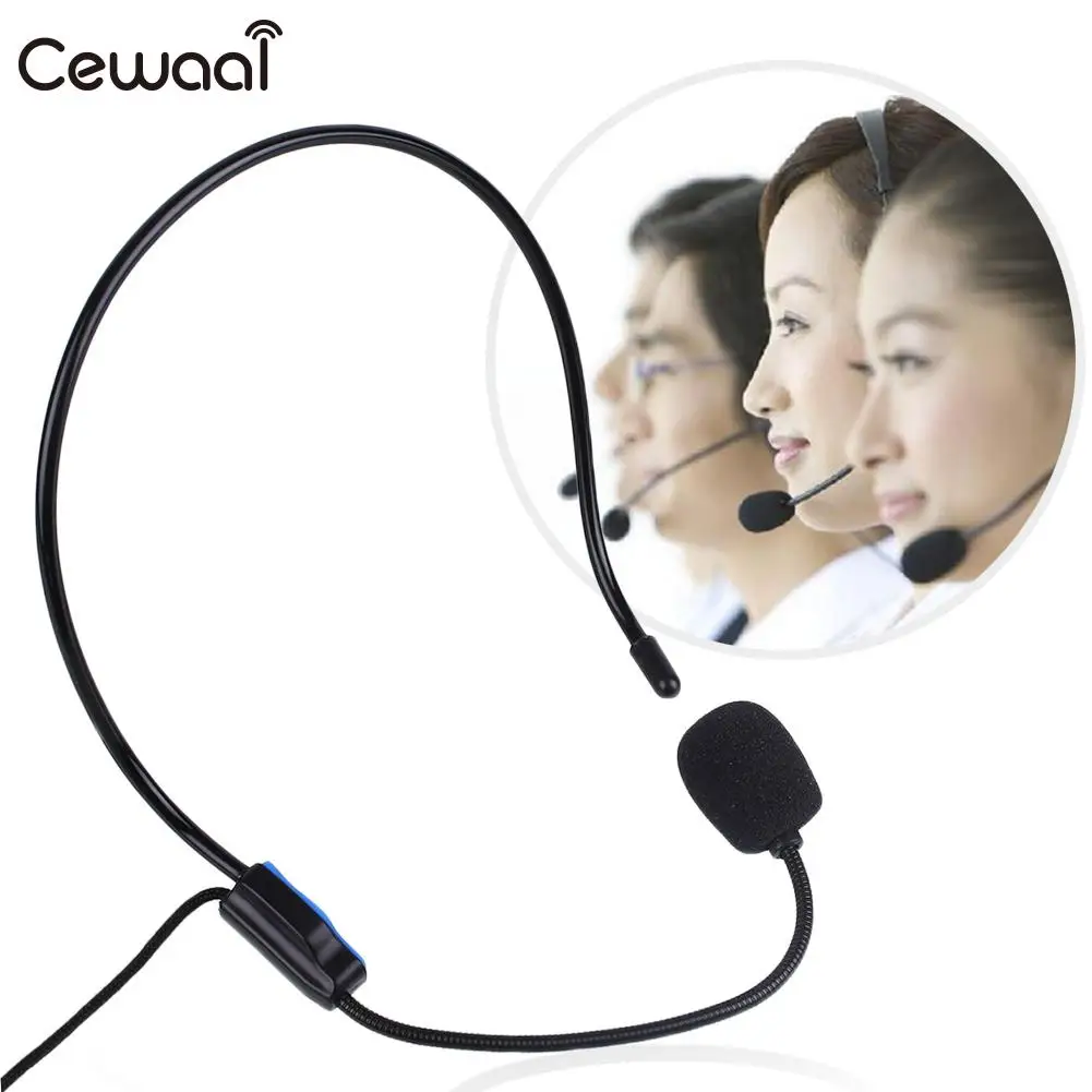 Teacher Wired Head Mounted Headset Microphone For Amplifier Loudspeaker