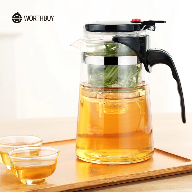 WORTHBUY Glass TeaPot With Infuser Chinese Kung Fu Puer Tea pot Set