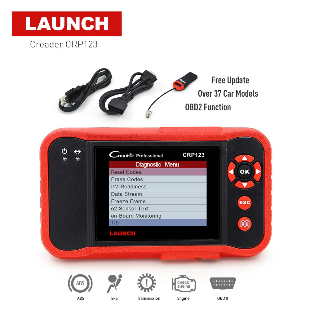 

LAUNCH Creader CRP123 Automotive Code Reader Support Engine/ABS/SRS/Transmission Car diagnostic tool CRP 123 Scanner free update