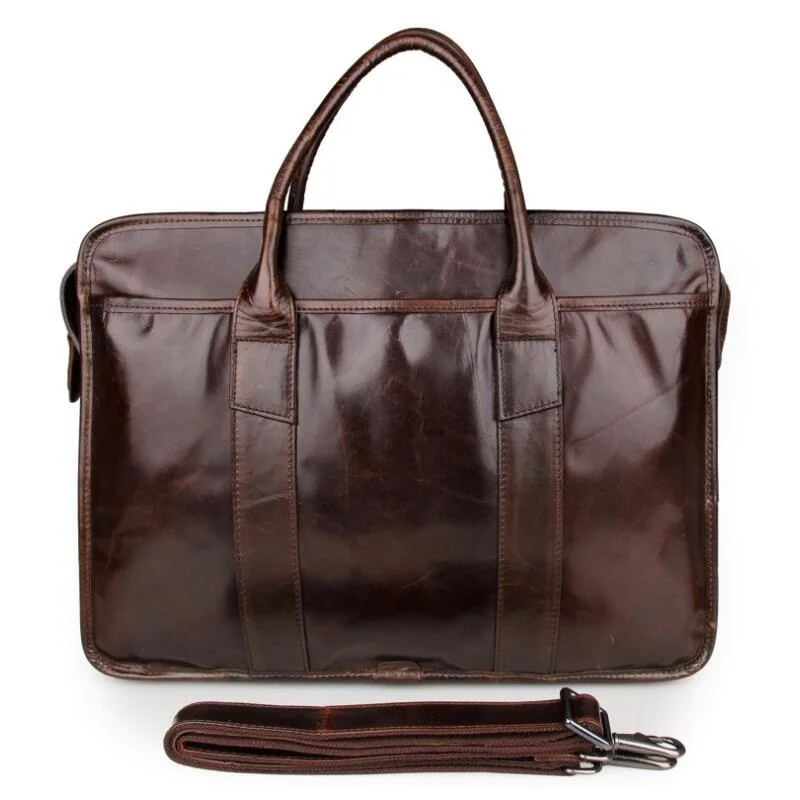 15,6 дюймов Сумка для ноутбука из натуральной кожи мужские портфели мужские сумки Деловые сумки мужские винтажные сумки через плечо LI-1264 - Цвет: Coffee