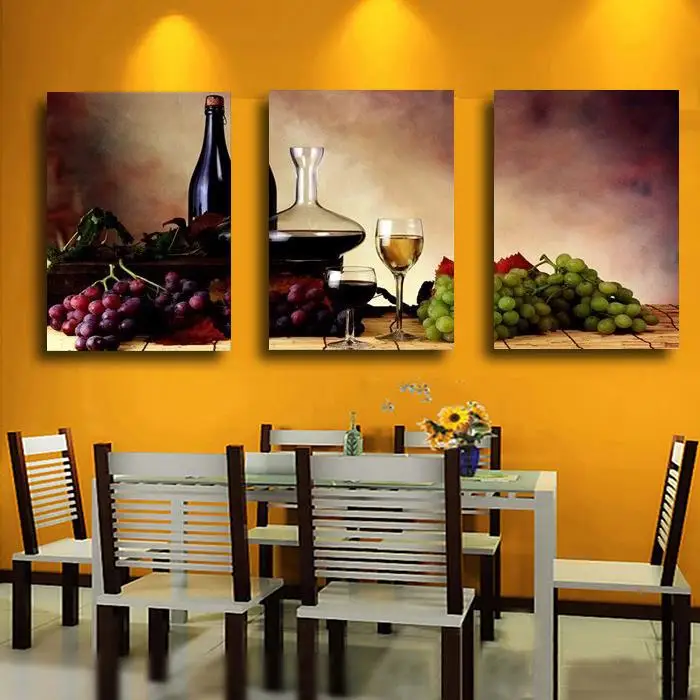 3 Pieces Modern Wall Oil Painting Abstract Wine Fruit Kitchen 3 Pieces Modern Wall Oil Painting Abstract Wine Fruit Kitchen Art Canvas On The Home Decor Modular Pictures In Calligraphy