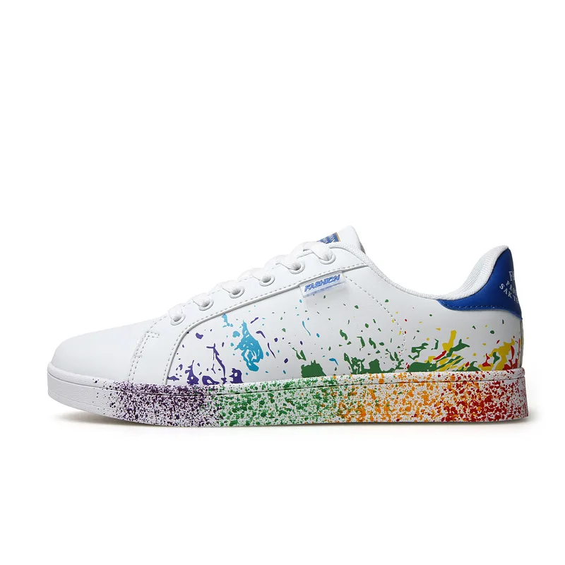 JINBEILEE Couple Skateboard Shoes New Large Size Inkjet Doodle Couple Small White Shoes Sports Casual Flat Shoes JINBEILEE Couple Skateboard Shoes New Large Size Inkjet Doodle Couple Small White Shoes Sports Casual Flat Shoes
