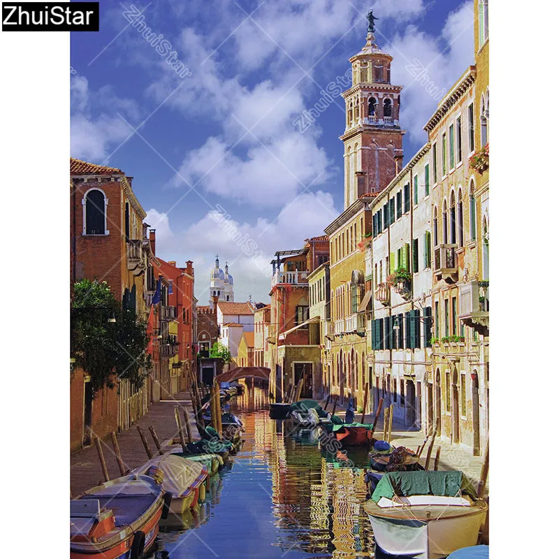 

Zhui Star Full Square Drill 5D DIY Diamond Painting "City riverside view" 3D Embroidery Cross Stitch Rhinestone Mosaic Decor HYY